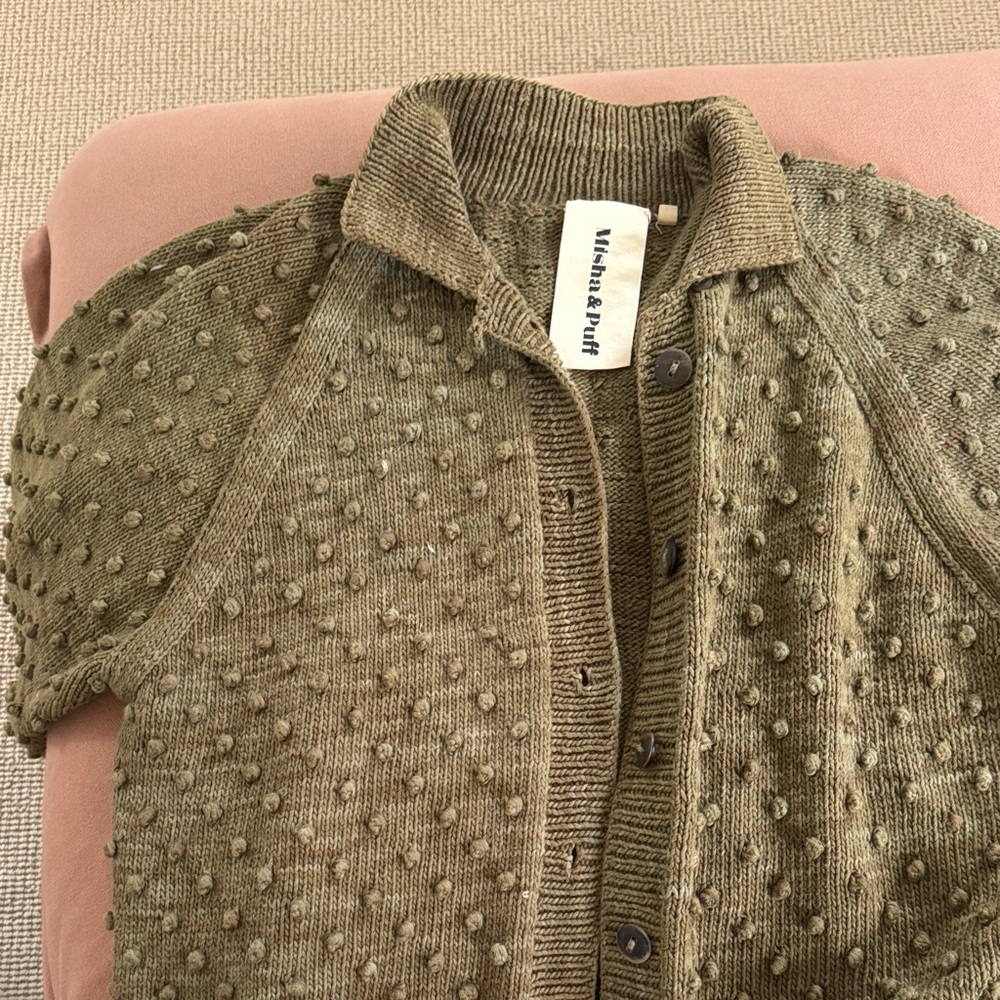 Misha & Puff Popcorn Polo Cardigan 100% Pima Cotton